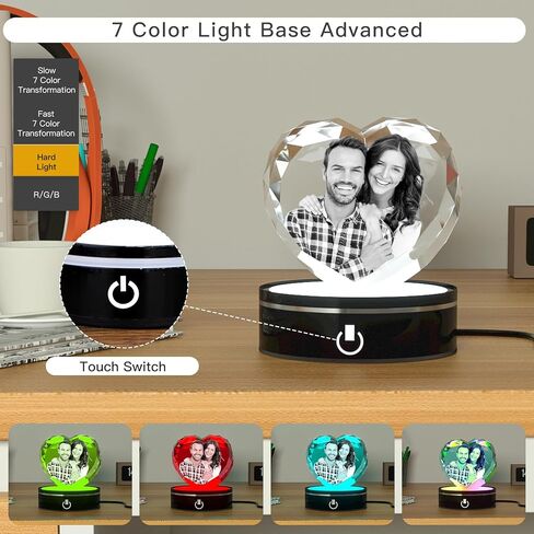 LED 7 Color Rotating Light Crystal Display Base Stand (7 Color Rotating), Display Base for 3D Crystal Photo Glass Art in Kuwait