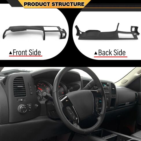 لوحة القيادة Dash Cover متوافقة مع Chevy Silverado GMC Sierra 2007-2013 ، FIT Dual Glovebox Dists فقط أسود فقط in Saudi Arabia