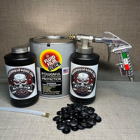 Gallon Fluid Film Black, Pro Undercoating Spray Gun, 32" 360* Wand, 2 Black Quart Bottles, and 50 Rust Plugs in Saudi Arabia