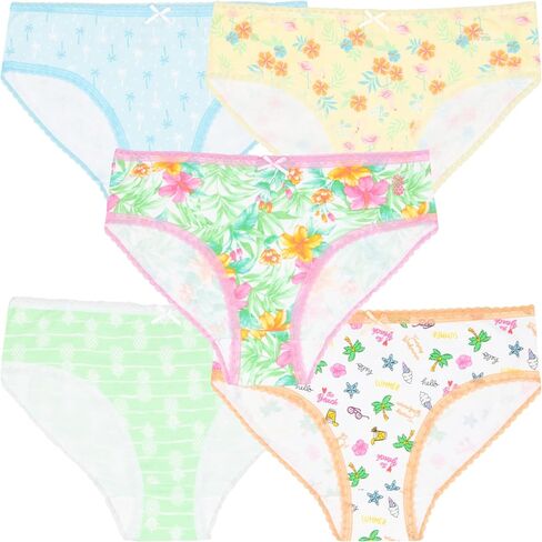 Tommy Bahama Girls Cotton Brief Underwear 5-Pack, Tagless Cotton Panties Multipack for Kids and Toddlers in Saudi Arabia