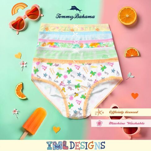 Tommy Bahama Girls Cotton Brief Underwear 5-Pack, Tagless Cotton Panties Multipack for Kids and Toddlers in Saudi Arabia