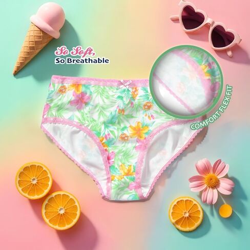 Tommy Bahama Girls Cotton Brief Underwear 5-Pack, Tagless Cotton Panties Multipack for Kids and Toddlers in Saudi Arabia