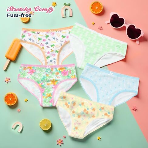Tommy Bahama Girls Cotton Brief Underwear 5-Pack, Tagless Cotton Panties Multipack for Kids and Toddlers in Saudi Arabia