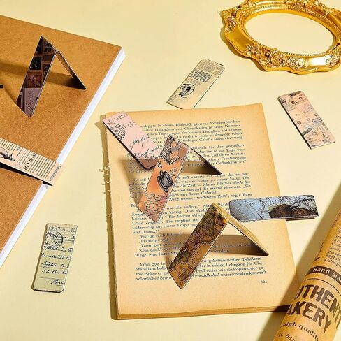 12 Pieces Vintage Style Magnetic Bookmarks Assorted Colors Magnet Page Markers Magnetic Reading Bookmarks Page Clip Markers for Students Reader Bookworm, Home School Office Supplies, 12 Designs in Saudi Arabia