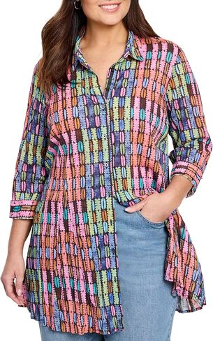 NIC+ZOE Women's Rainbow Macaroon Long Crinkle Shirt in Saudi Arabia