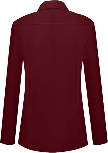Womens Button Down Shirts Cotton Fitted Dress Shirts Long Sleeve Office Blouses Collared Tops in Saudi Arabia