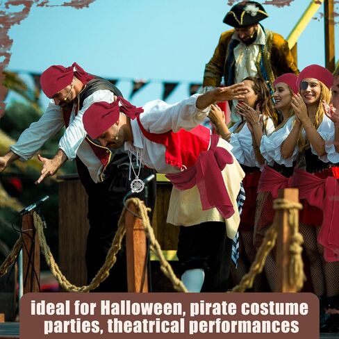 3 مجموعة 15 PCS Assume Assume Assume for Women Men Halloween Pirate Accessories with Head وشاح SASH PATCH in Kuwait
