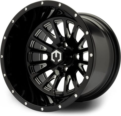 MODZ® Assassin Glossy Black with Ball Mill 14x10" Golf Cart Wheel in Saudi Arabia