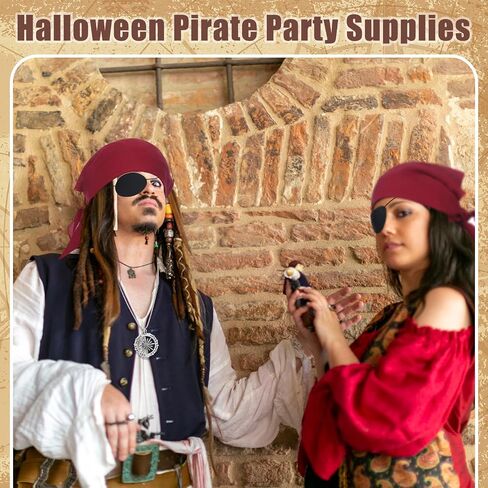 3 مجموعة 15 PCS Assume Assume Assume for Women Men Halloween Pirate Accessories with Head وشاح SASH PATCH in Kuwait