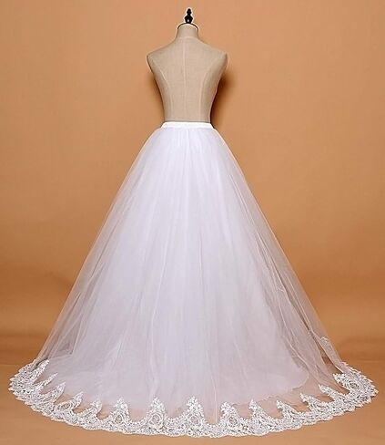 Women Wedding Long Maxi Lace Trim Puffy Tulle Lenight Length مع Train Train A Long Line High Pherced Sovensit for Prom Party in Kuwait