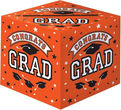 Impressive Orange Grad Cardholder Paper Box - 12" x 12" (1 Count) - Perfect for Graduation Parties, Showers & Events in Saudi Arabia