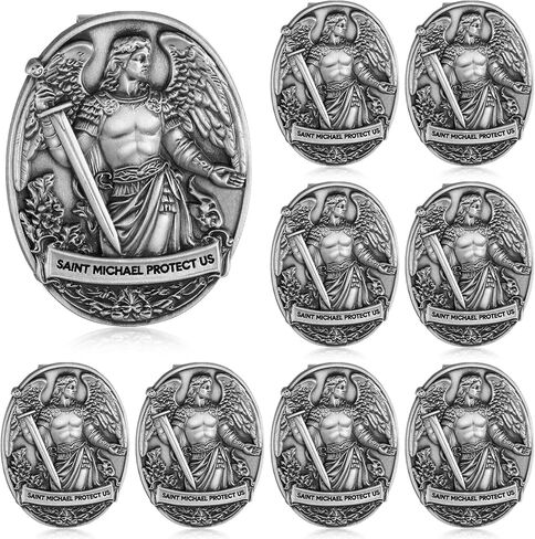 4 Pcs St Michael Medal for Car Saint Michael Visor Clip Accessories Bless Driving Safety Religious Gift for Driver Friend in Kuwait