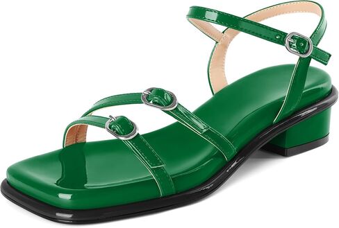 Soireelady Womens كتلة مكتنزة منخفضة الكعب الصندل مربع مفتوح إصبع القدم Strappy حزام حزام حزب Party Press Sandals 1.2 '' ' in Saudi Arabia