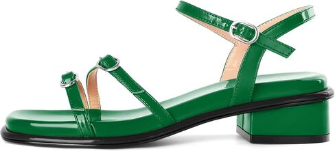 Soireelady Womens كتلة مكتنزة منخفضة الكعب الصندل مربع مفتوح إصبع القدم Strappy حزام حزام حزب Party Press Sandals 1.2 '' ' in Saudi Arabia