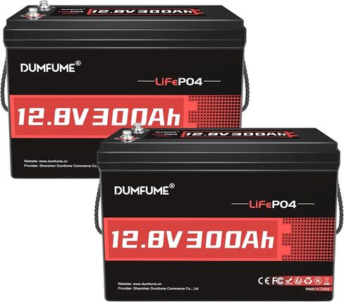 2 عبوات Dumfume 12V 300ah LifePo4 Lithium Battery ، 200a BMS Battery القابلة لإعادة الشحن مع 15000 دورة و 3840WH طاقة ، مثالية لخارج الشبكة ، RV ، الطاقة الشمسية ، بيت الحركة ، الطاقة الاحتياطية in Kuwait