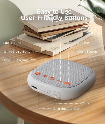 Sound Machine White Noise Machine - Portable 17 Non Looping Soothing Sounds for Sleep, 30 Hours, Memory, Noise Machines for Office Privacy Home Travel, Mini Sound Timer Therapy for Baby in Saudi Arabia