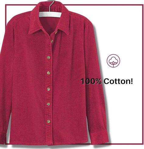 SAGEFINDS Corduroy Big Shirt for Women | Button Down Shacket | Casual Top | Long Sleeve Blouse in Saudi Arabia