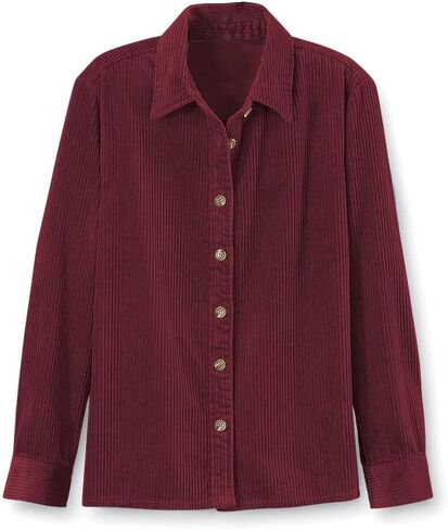 SAGEFINDS Corduroy Big Shirt for Women | Button Down Shacket | Casual Top | Long Sleeve Blouse in Kuwait