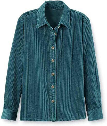 SAGEFINDS Corduroy Big Shirt for Women | Button Down Shacket | Casual Top | Long Sleeve Blouse in Kuwait