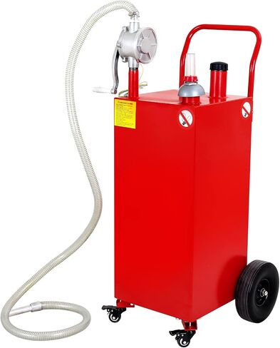 30 Gallon Fuel Caddy Portable Gas Storage Tank with 4 Wheels, Manual Transfer Pump for Boat ATV Car UTV Black in Saudi Arabia
