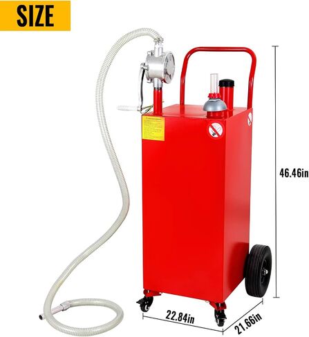30 Gallon Fuel Caddy Portable Gas Storage Tank with 4 Wheels, Manual Transfer Pump for Boat ATV Car UTV Black in Saudi Arabia
