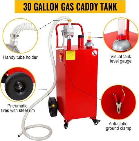 30 Gallon Fuel Caddy Portable Gas Storage Tank with 4 Wheels, Manual Transfer Pump for Boat ATV Car UTV Black in Saudi Arabia