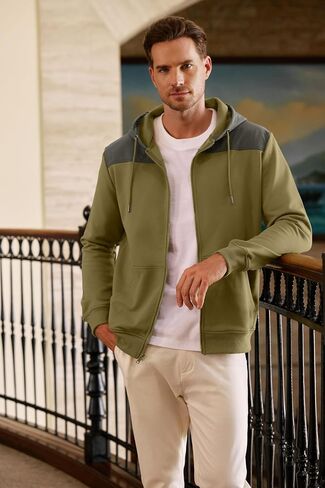 JMIERR 2025 Mens Hoodie Full Zip Up Sweatshirts Long Sleeve Drawstring Hooded Shirt with 2 Pockets in Saudi Arabia