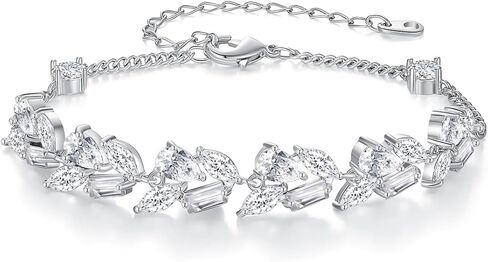 14K Gold Exquisite Iced Floral Moissanite Tassel Bracelet for Women, Adjustable Everyday Wear Jewelry in Saudi Arabia
