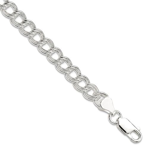 JewelryWeb 925 Sterling Silver Solid Solid Double Link Charm Bracelet Lobster Claw 7mm Wide-Link-Charm braceled للنساء in Kuwait