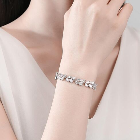 14K Gold Exquisite Iced Floral Moissanite Tassel Bracelet for Women, Adjustable Everyday Wear Jewelry in Saudi Arabia