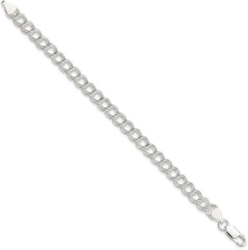 JewelryWeb 925 Sterling Silver Solid Solid Double Link Charm Bracelet Lobster Claw 7mm Wide-Link-Charm braceled للنساء in Kuwait