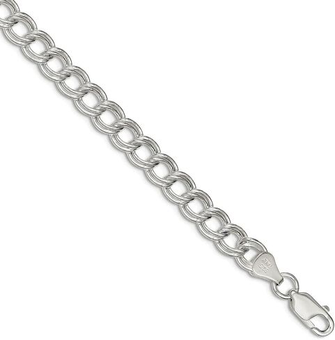 JewelryWeb 925 Sterling Silver Solid Solid Double Link Charm Bracelet Lobster Claw 7mm Wide-Link-Charm braceled للنساء in Saudi Arabia