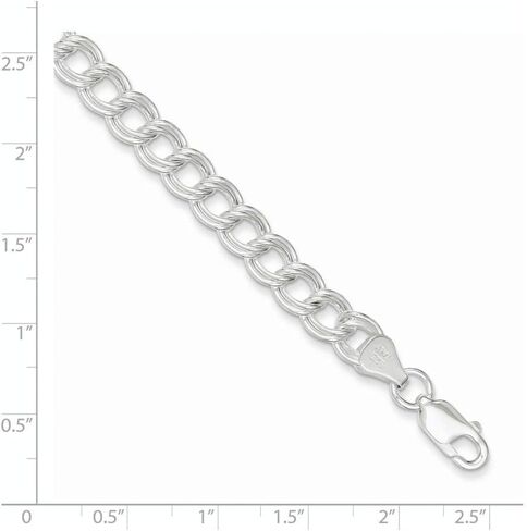 JewelryWeb 925 Sterling Silver Solid Solid Double Link Charm Bracelet Lobster Claw 7mm Wide-Link-Charm braceled للنساء in Saudi Arabia