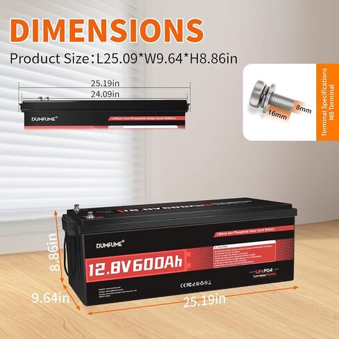 2 عبوات Dumfume 12V 300ah LifePo4 Lithium Battery ، 200a BMS Battery القابلة لإعادة الشحن مع 15000 دورة و 3840WH طاقة ، مثالية لخارج الشبكة ، RV ، الطاقة الشمسية ، بيت الحركة ، الطاقة الاحتياطية in Kuwait