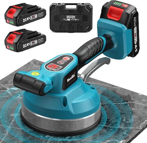 Tile Vibration Tool, Seesii Cordless Tile Vibrator Leveling Machine with2×2000mAh Batteries, 16mm Large Suction Strong Grip, 12-Speed Adjustable Tile Tools for Floor/for the Pro and DIY in Kuwait