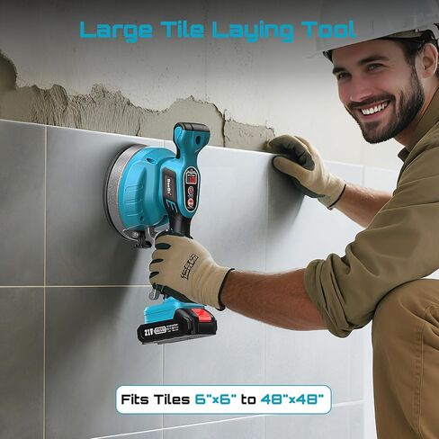Tile Vibration Tool, Seesii Cordless Tile Vibrator Leveling Machine with2×2000mAh Batteries, 16mm Large Suction Strong Grip, 12-Speed Adjustable Tile Tools for Floor/for the Pro and DIY in Kuwait