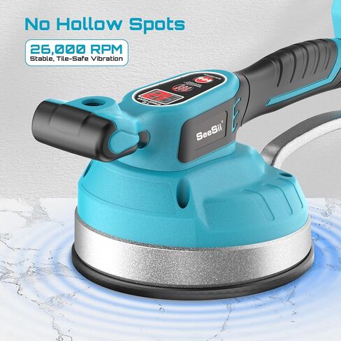 Tile Vibration Tool, Seesii Cordless Tile Vibrator Leveling Machine with2×2000mAh Batteries, 16mm Large Suction Strong Grip, 12-Speed Adjustable Tile Tools for Floor/for the Pro and DIY in Kuwait