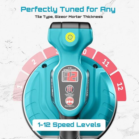 Tile Vibration Tool, Seesii Cordless Tile Vibrator Leveling Machine with2×2000mAh Batteries, 16mm Large Suction Strong Grip, 12-Speed Adjustable Tile Tools for Floor/for the Pro and DIY in Kuwait