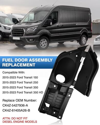 Fuel Filler Door Assembly, Car Fuel Filler Door Housing Pocket Hinge With Cover CK4Z-5427936-A Compatible with Ford Transit 350HD 2014-2023, 1 pc (Glossy White) in Saudi Arabia