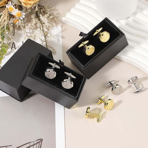 uxcell Mens Classic Initial Cuff Links, Copper Cufflinks for Men A-Z Alphabet Letter Tuxedo Shirts Cufflink with Gift Box for Casual to Formal Business, Wedding Husband in Saudi Arabia