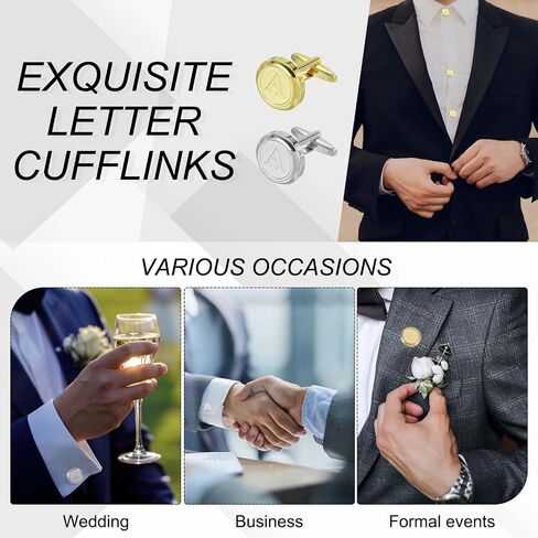 uxcell Mens Classic Initial Cuff Links, Copper Cufflinks for Men A-Z Alphabet Letter Tuxedo Shirts Cufflink with Gift Box for Casual to Formal Business, Wedding Husband in Saudi Arabia