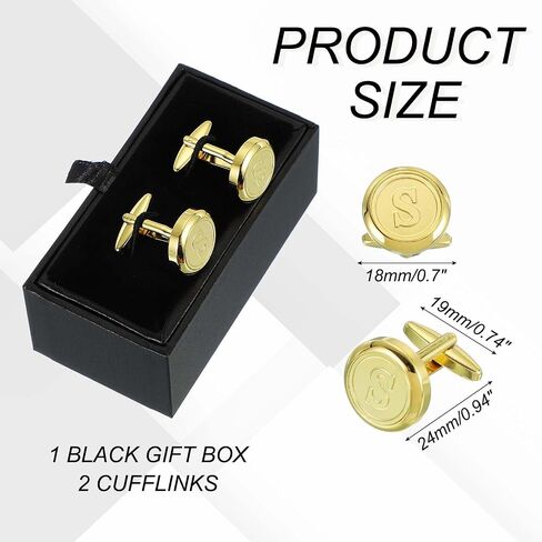 uxcell Mens Classic Initial Cuff Links, Copper Cufflinks for Men A-Z Alphabet Letter Tuxedo Shirts Cufflink with Gift Box for Casual to Formal Business, Wedding Husband in Saudi Arabia