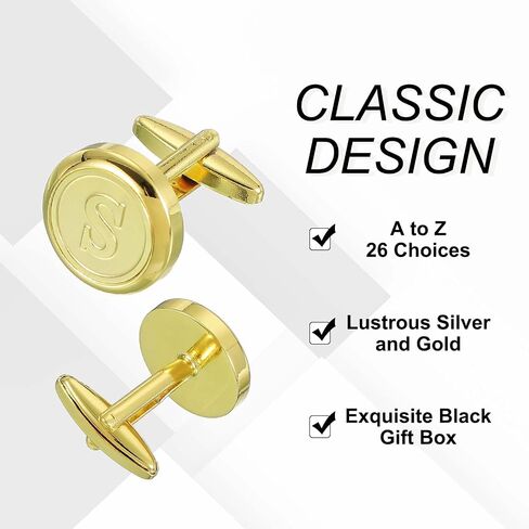 uxcell Mens Classic Initial Cuff Links, Copper Cufflinks for Men A-Z Alphabet Letter Tuxedo Shirts Cufflink with Gift Box for Casual to Formal Business, Wedding Husband in Saudi Arabia
