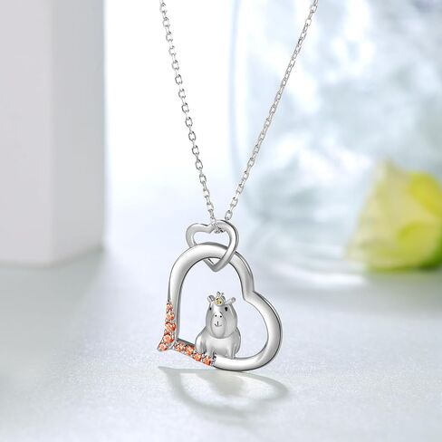Yorionke Capybara Necklace 925 Sterling Silver Capybara Pendant Necklace Animal Jewelry Gift for Girls Women Capybara Lovers in Kuwait