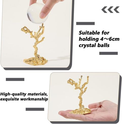 AHANDMAKER Crystal Ball Stand, Tree Shape Sphere Display Holder for 40 to 60mm Crystal Balls Metal Globe Stone Stands for Displaying Glass Balls Natural Rocks Marbles Home Decoration, Platinum in Saudi Arabia