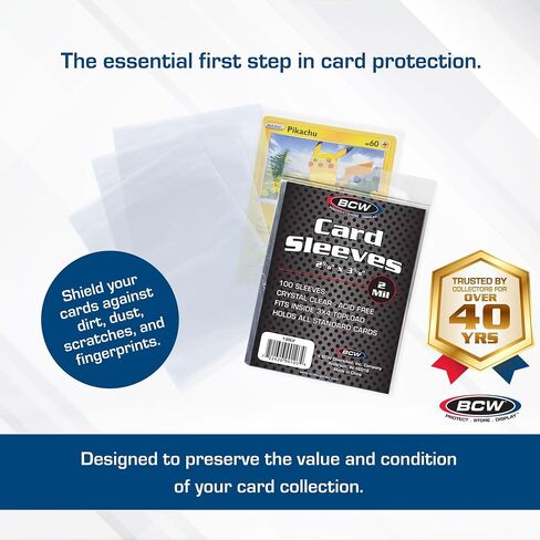 BCW Standard Card Sleeves - 1000 Pack - 2-5/8" x 3-5/8" | Crystal Clear Acid-Free | Trading Card Penny Sleeves for Baseball, Basketball, Football, Hockey, Pokemon, MTG, and More in Saudi Arabia