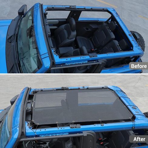 Hoolcar Front Top Sunshade Mesh Bikini Top Roof Sun Shade- Blocks UV, Wind, Noise- Insulation Mesh Compatible with 2021-2022 Ford Bronco in Saudi Arabia