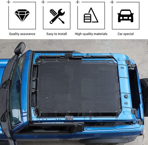 Hoolcar Front Top Sunshade Mesh Bikini Top Roof Sun Shade- Blocks UV, Wind, Noise- Insulation Mesh Compatible with 2021-2022 Ford Bronco in Saudi Arabia