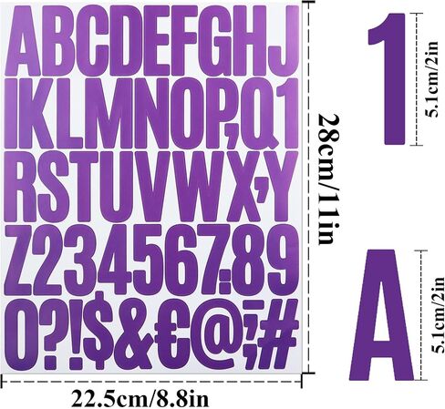 8 Sheets Letter Number Stickers, 2 Inch Vinyl Alphabet Stickers, Self-Adhesive Punctuation Letter Number Stickers for Mailbox, Scrapbooking, Decoration, Craft, Arts, DIY, Decor- White in Saudi Arabia