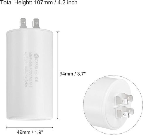 uxcell CBB60 Run Capacitor 16uF 450V AC Double Insert 50/60Hz Cylinder 72x40mm White for Air Compressor Water Pump Motor in Saudi Arabia